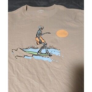 Old Navy. Skeleton Man Catching Some Waves. Men's Medium T-Shirt. Brown.